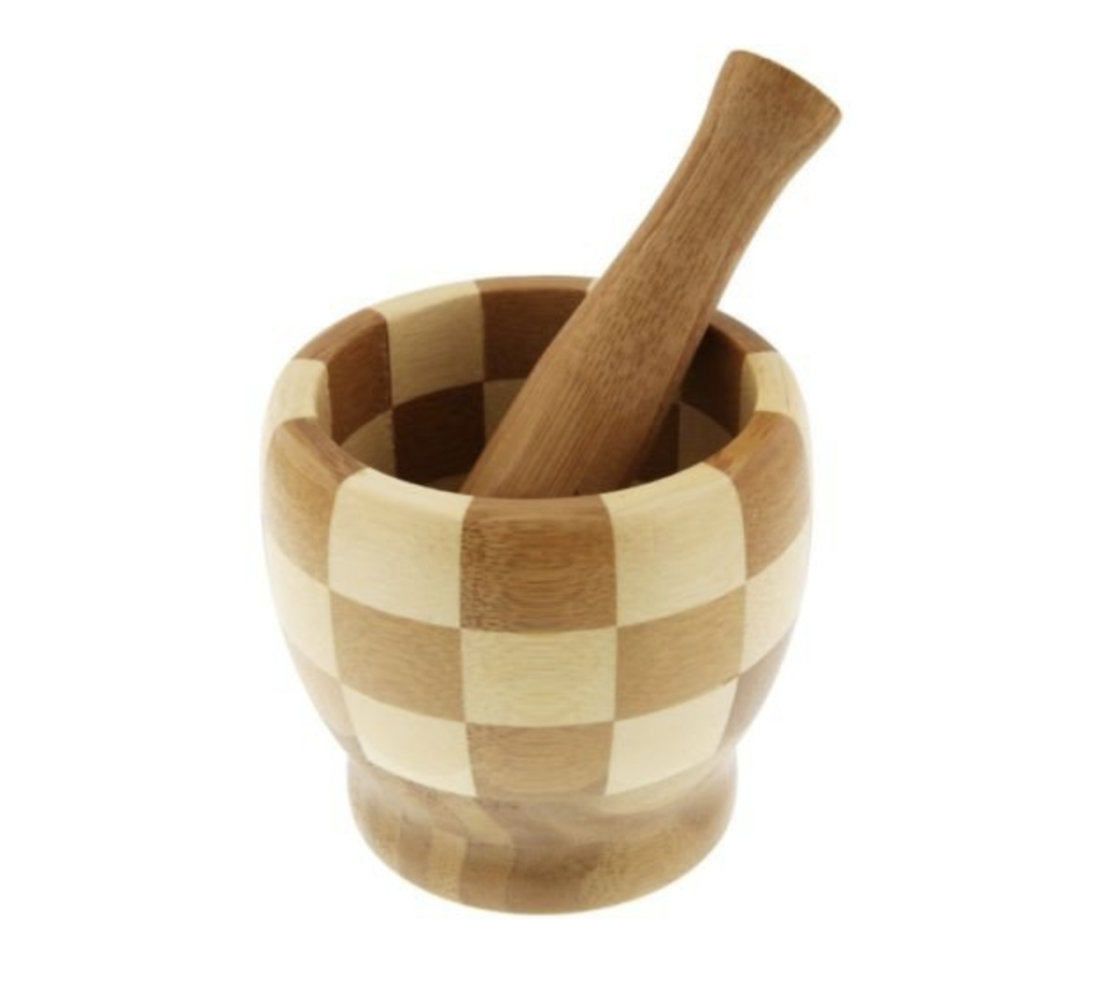 Bamboo Mortar Pestle, 11.5 x 10 cm